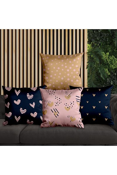 EJOYA 45cm Heart Design 4-piece Pillow and Throw Pillow Set - 113681