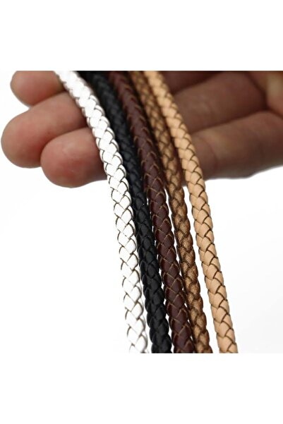 srtfootcare Bileklik Ve Anahtarlık Için Yuvarlak Örgü Suni Deri Kordon 5mm 1 Metre Koyu Kahve