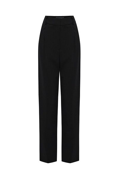 Exquise Wide Leg Black Regular Trousers