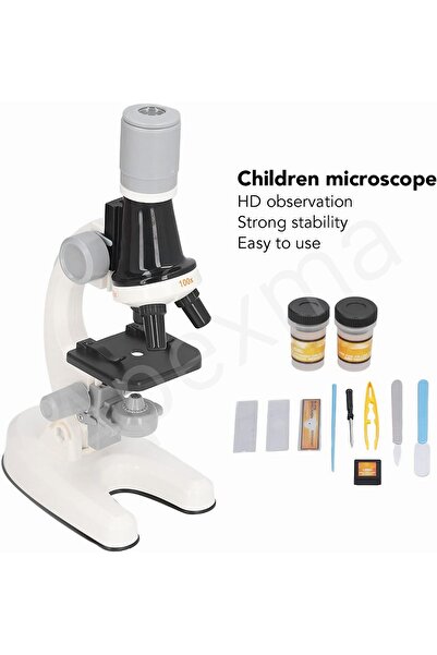 Apexma Işıklı Objektif 1200X Zoom Özellikli Mikroskop Eğitici Dahili Tüplü Oyuncak Bilim Seti