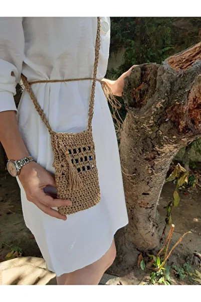 ZÜMAL Zümal Luxury Hand Knitted Paper Thread Women's Shoulder Phone Bag (Sack Color)