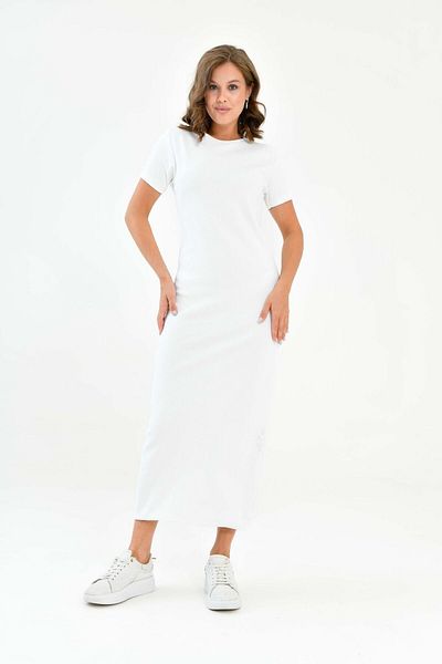 mirach Short Sleeve Ribbed Maxi Dress |   Crew Neck Relaxed Cut Knitwear Ferace |   Hijab Large Size