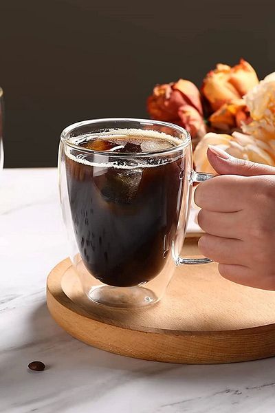 Madamev 350ml Heat Resistant 2-Piece Borosilicate Espresso Cup - Walled Coffee Mug