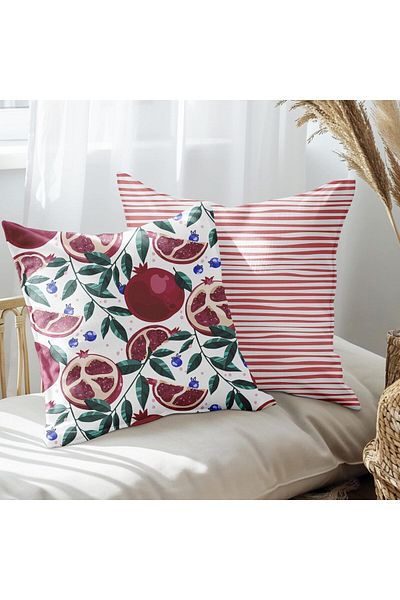 EJOYA Set de 2 perne cu design de rodie și flori - 45 cm 113478