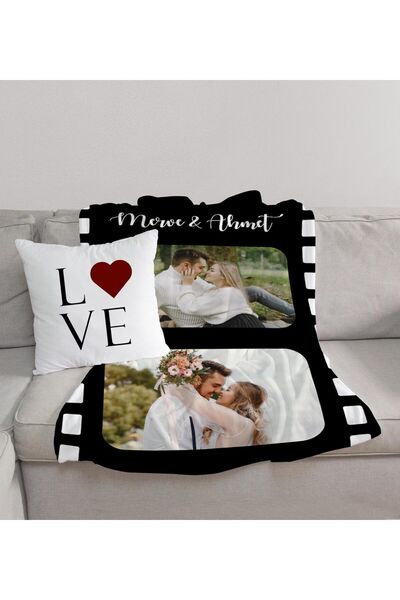 EJOYA Sevgililere Özel Tv Battaniye Ve Kırlent Kılıfı 106799