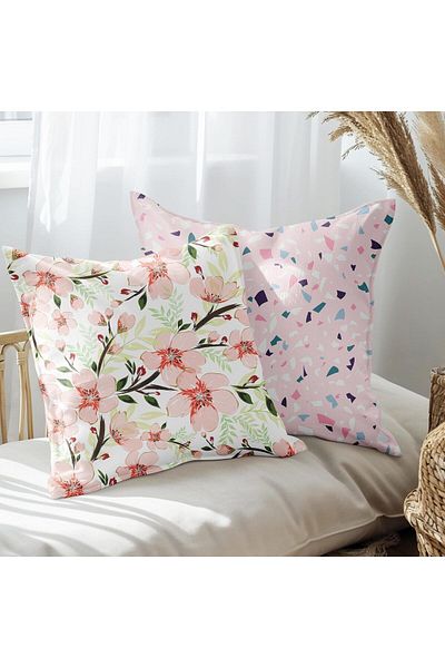 EJOYA 45cm Floral Design 2-piece Pillow and Throw Pillow Set - 113533
