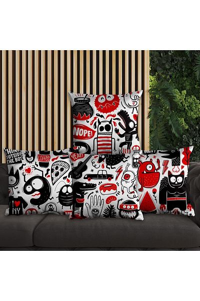 EJOYA Graffiti Designed Pillow Set of 4 - 45cm 113840