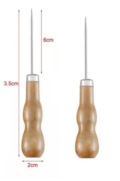 srtfootcare Ahşap Saplı Biz 1 Adet Deri El Aleti