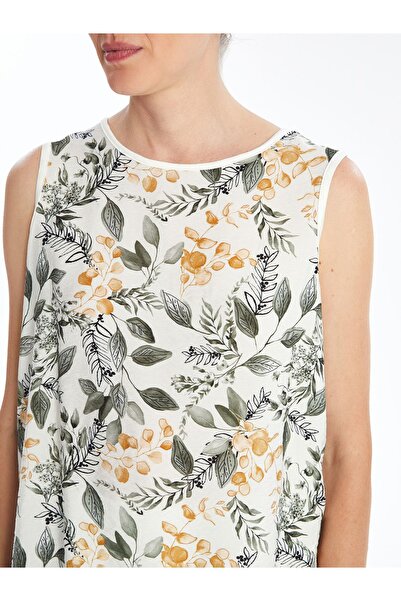 LC Waikiki Gemusterte Damenbluse mit Rundhalsausschnitt