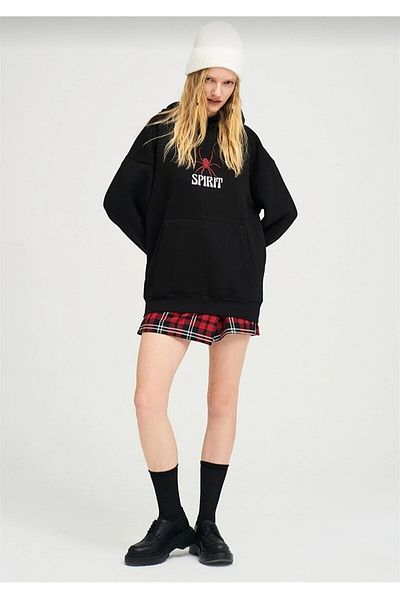 Moda Işık Μαύρο φούτερ Unisex Basic - Φούτερ με κουκούλα 100% βαμβάκι