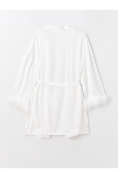 LC Waikiki Satin-Morgenmantel für Damen – Schalkragen, einfarbig, lange Ärmel
