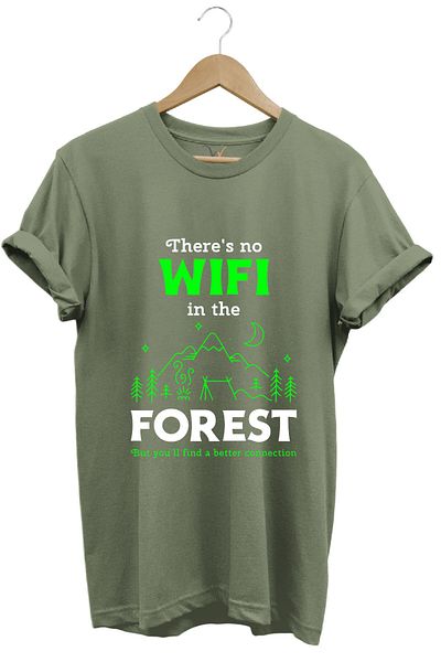WİDİ Outdoor Nature Camping No Wifi Design Μπλουζάκι με στάμπα 100% βαμβακερό κανονική εφαρμογή χακί