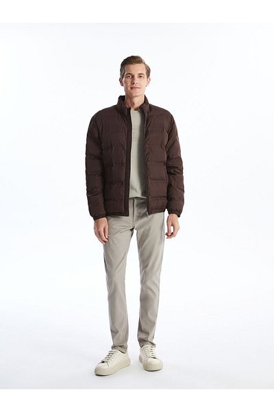 LC Waikiki Men's Puffer Jacket - Standard Fit, Stand Collar