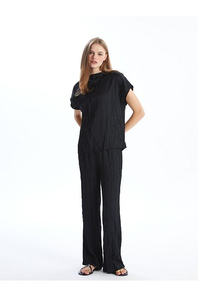 LC Waikiki Oversize Σατέν Γυναικεία Μπλούζα - Σταντ Γιακάς