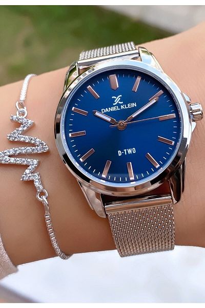 Daniel Klein Brand Silver Color Women's Wristwatch with Bracelet Gift