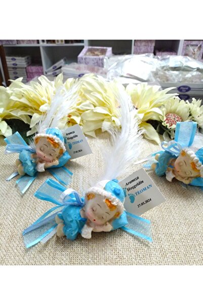 Murat Süs Polyester Uyuyan Bebek - Mavi(20 Adet) | Erkek  Bebek- Nikah Şekeri