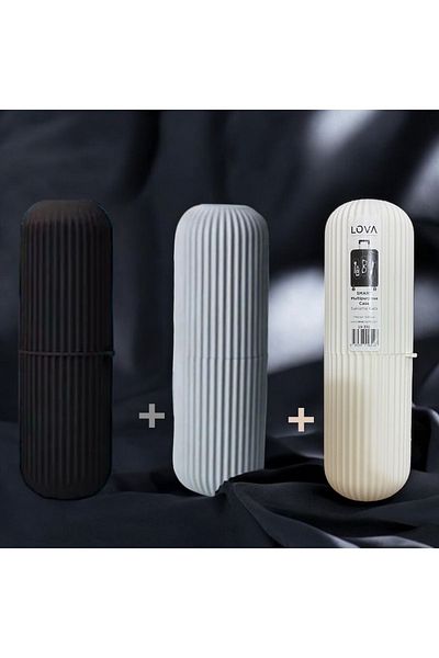 Lova Black Gray White Colors 3 Pieces Toothbrush Toothpaste Storage Box Storage Container Organizer