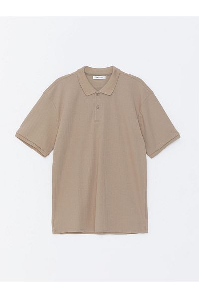 LC Waikiki Strukturiertes Kurzarm-T-Shirt mit Polokragen für Herren