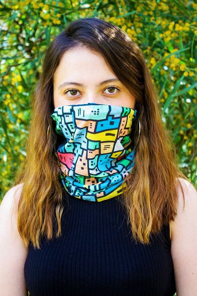 MYZİ STORE Μικτό χρώμα με μοτίβο Buff Buff Bandana Μάσκα γιακά λαιμού Biker Πράσινο Μπλε Κόκκινο Κίτρινο Neon Buff Baf