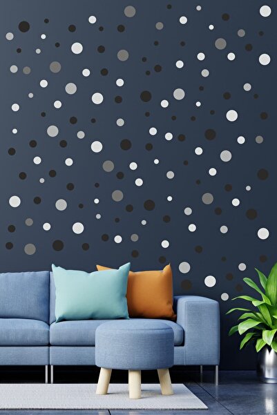 ENGINPRINT Gray Tone Large and Small Round Shape Wall Sticker 99 Pieces