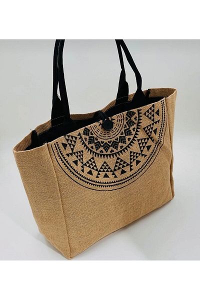 Mercan Ethnic Patterned Women's Hand and Shoulder Bag - Straw Beach Bag