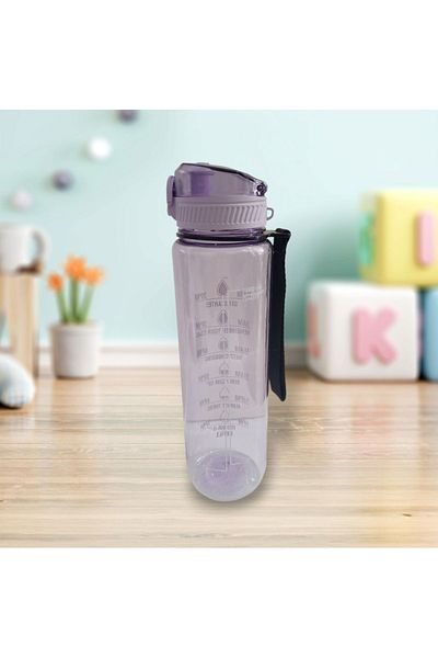 AHİR TİCARET 1000 ml Motivational Transparent Athlete-Student Water Bottle