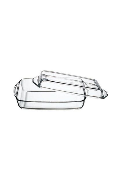 Paşabahçe Rectangular Pyrex Pot with Glass Lid 59009 1950 Cc
