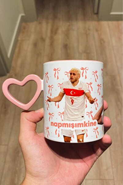 Namgo Napmışımkine Barış Alper Yılmaz Kalp Kulplu İçi Pembe Kupa Bardak