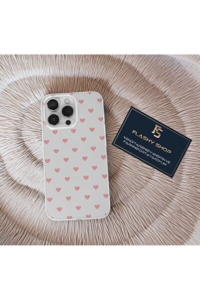 Flashy Shop Oppo Reno 4 Lite Uyumlu Pembe Kalp Desenli Şeffaf Kılıf
