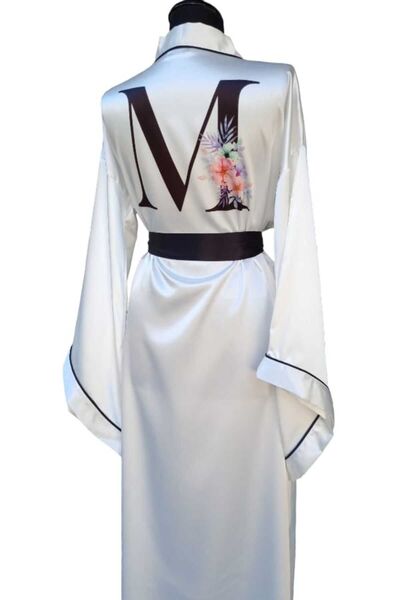 Lasilla Kişiye Özel Baş Harf Tasarımlı Kimono, Saten Kimono