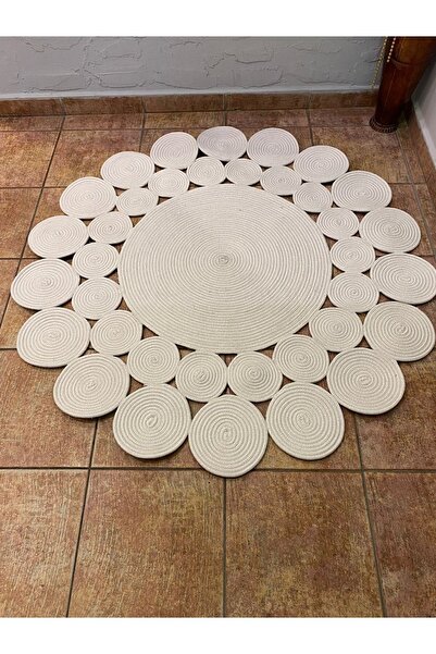 Rönesans Tekstil Hasır Jüt Çiçek Desenli Kilim Halı