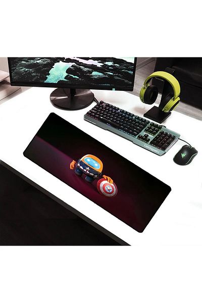 ALKESE 70x30 см, подложка за мишка Among Us с шарени шевове и неплъзгаща се основа