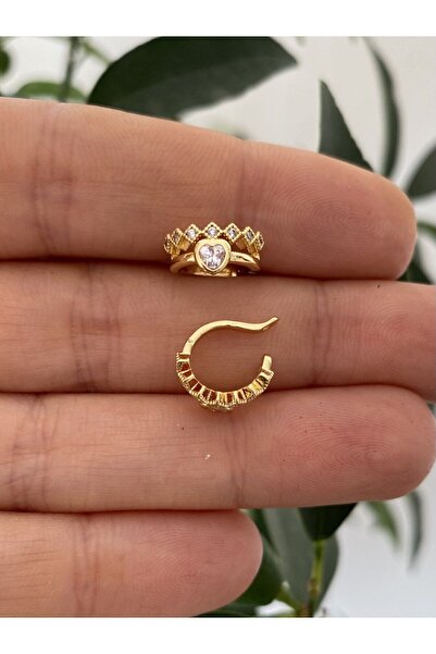 Arescollection kararmaz ZİRKON TAŞLI earcuff sıkıştırmalı kıkırdak conch orbital delik gerektirmeyen küpe