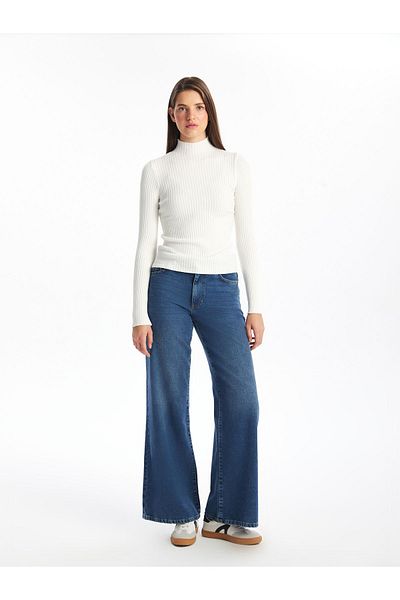 LC Waikiki Women's Knitwear Sweater - Half Turtleneck Design