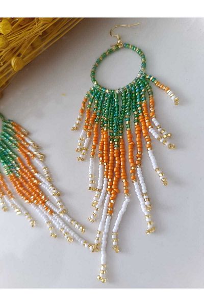İPAR AKSESUAR Sand Beaded Legged Needle Handmade Earrings
