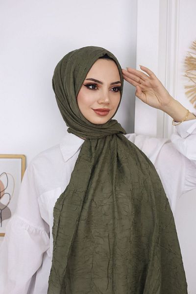 feronis Hijab Women's Bamboo Shawl Model - Khaki Green