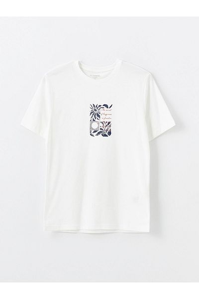 LC Waikiki Bedrucktes Herren-T-Shirt aus gekämmter Baumwolle – Rundhalsausschnitt, kurze Ärmel