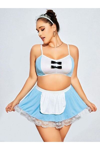 ESİLORA FEMEIE FANTASY SEXY DETALIE DANTELĂ MARIME MARE CĂMAȘĂ DE NOAPTE DUBLĂ DESIGN ELEGANT COSTUME DE MENJERĂ