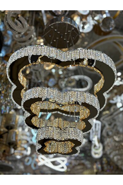 ASLİ AYDINLATMA 2024 MODEL LEDLİ 3KAT SARKIT KRİSTAL AVİZE 3 RENK SEÇENEĞİ