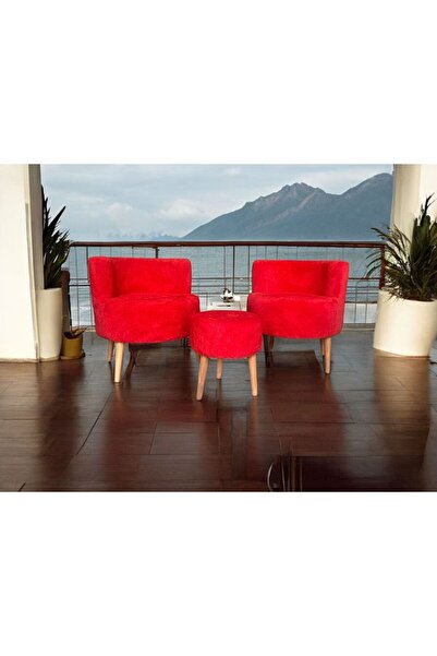 Ayd Grup Çay Seti İkili Koltuk Berjer Ve Puf Takımı(SALON, BALKON,OFİS)3'Lü Takım Premium Berjer Set