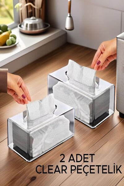 Open Home Concept مجموعة من 2 منظم مناديل شفاف