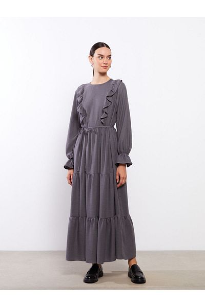 LC Waikiki Rochie de damă cu mânecă lungă, uni, cu decolteu