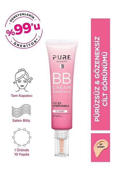 PURE BEAUTY 30 ml Tone Equalizing Ivory Sunscreen - BB Cream Spf50 Pa+++