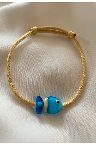 Atelier Çağla Blue Fish Bracelet with Murano Glass Beads