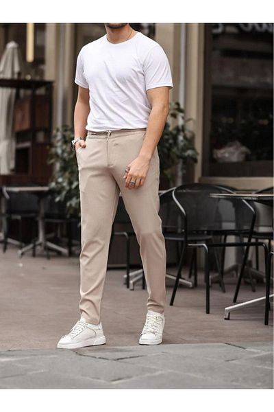 LUSSOLİFE Men's Jogger Cut Back Pocket Bottom Pants