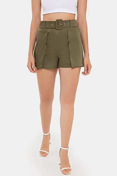Hiccup Cebi Ve Kuşak Detaylı Pamuk Yüksek Bel Şort
