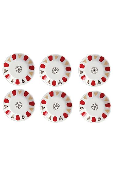 Porland Tea Plate Authentic Red Classic Set of 6