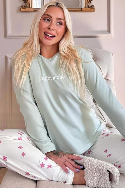 Pijamaevi Thermal Mint Mode Patterned Women's Pajama Set