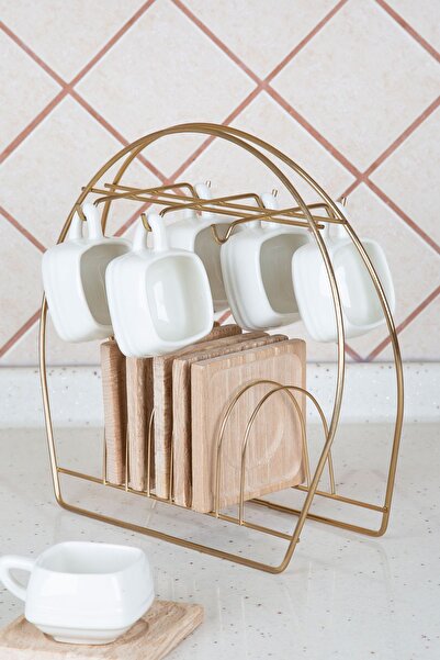 MultiStore 6-Piece Gold Cup Holder Presentation Cup Stand