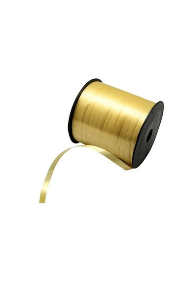 BEST PARTİ 200 Meters Gold Colored Flat Ribbon Raffia 8 Mm Balloon String Plastic Balloon Decoration Ribbon